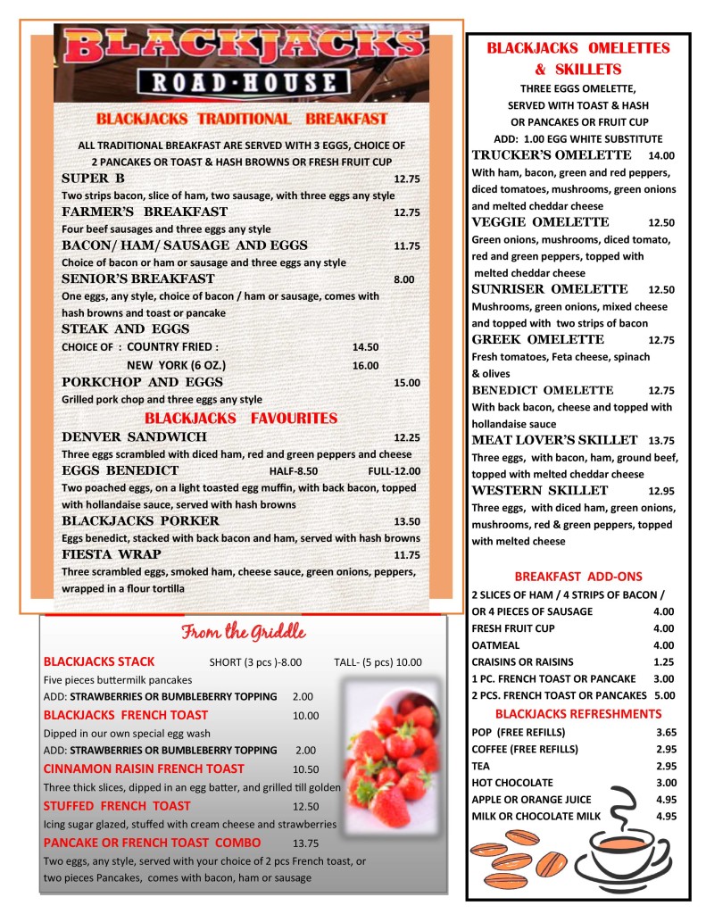 Our Menu | Blackjacks Roadhouse